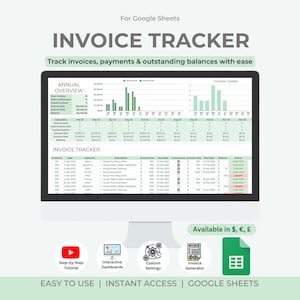 Foglio di calcolo per il monitoraggio delle fatture / Modello di Fogli Google (download digitale)