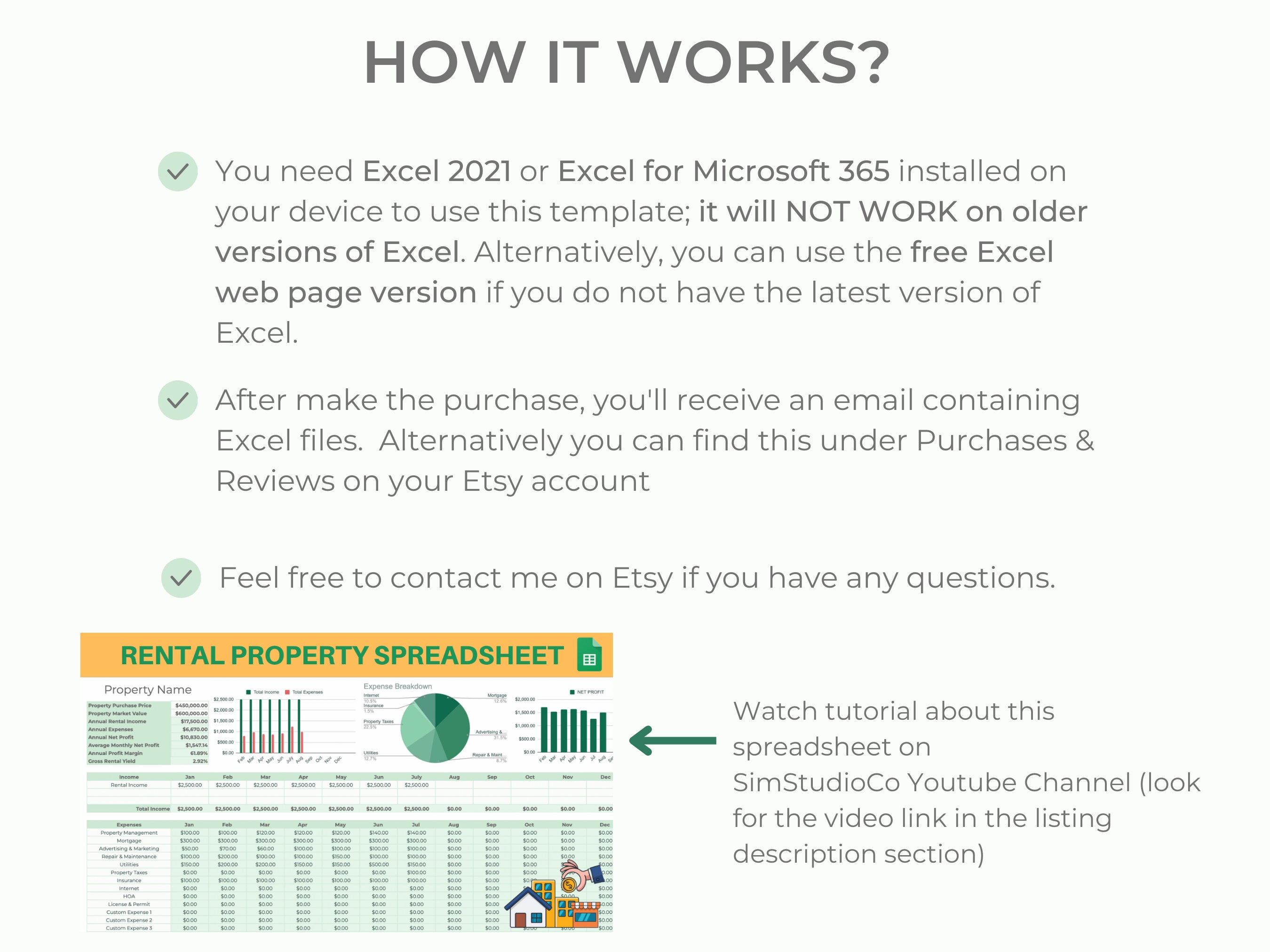 Rental Bookkeeping Excel Spreadsheet | Property Management Template - Etsy