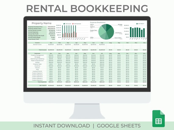 Rental Bookkeeping Spreadsheet Rental Income &amp; Expense - Etsy