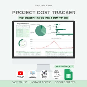Project Cost Tracker | Project Management | Bookkeeping | Google Sheets