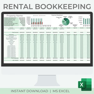 Rental Bookkeeping Spreadsheet | Rental Income & Expense | Rental Management | Property Portfolio | Excel