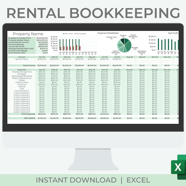 Rental Property Management Excel Template Etsy Rental Property Management Excel Template Etsy