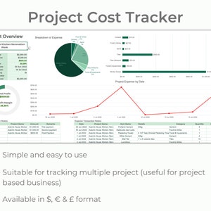 Project Cost Tracker | Project Management | Bookkeeping | Excel ...