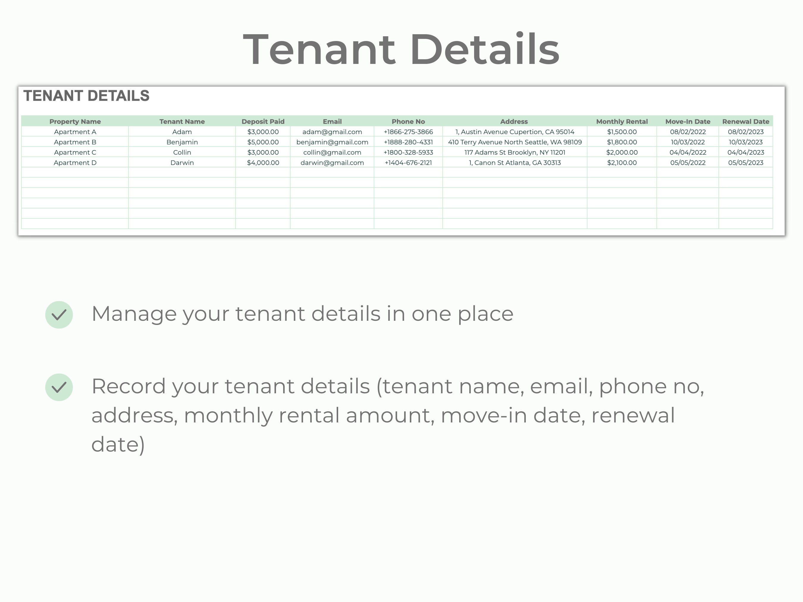 Rental Multi-property Bookkeeping Spreadsheet | Rental Income &amp; Expense ...