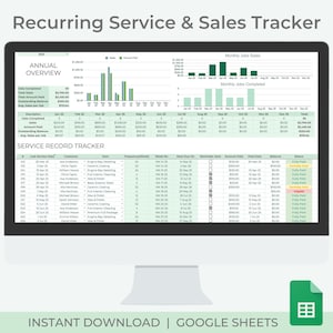 Recurring Service & Sales Tracker | CRM and Invoice Template | Small Business Scheduler and Payment Tracker | Google Sheets
