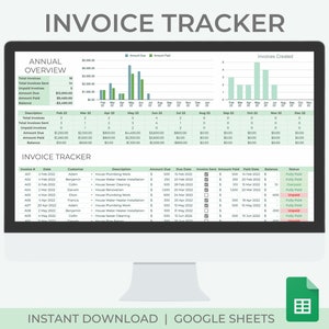 Invoice Tracker Spreadsheet | Annual Invoice Tracker | Invoice Template | Invoice Manager | Google Sheets