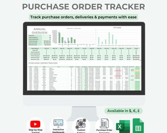 Purchase Order Tracker Spreadsheet | Excel & Google Sheets (Digital Download)