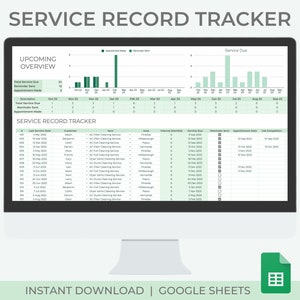 Periodic Service Record Tracker | Client Tracker | Maintenance Tracker | Service Record Management | Google Sheets