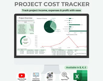 Project Cost Tracker | Project Management | Bookkeeping | Excel