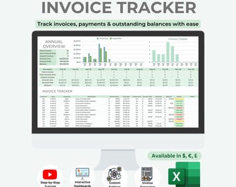Invoice Tracker Spreadsheet | Excel Template (Digital Download)