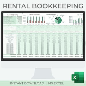 Rental Multi-Property Bookkeeping Spreadsheet | Rental Income & Expense | Rental Management | Property Portfolio | Excel