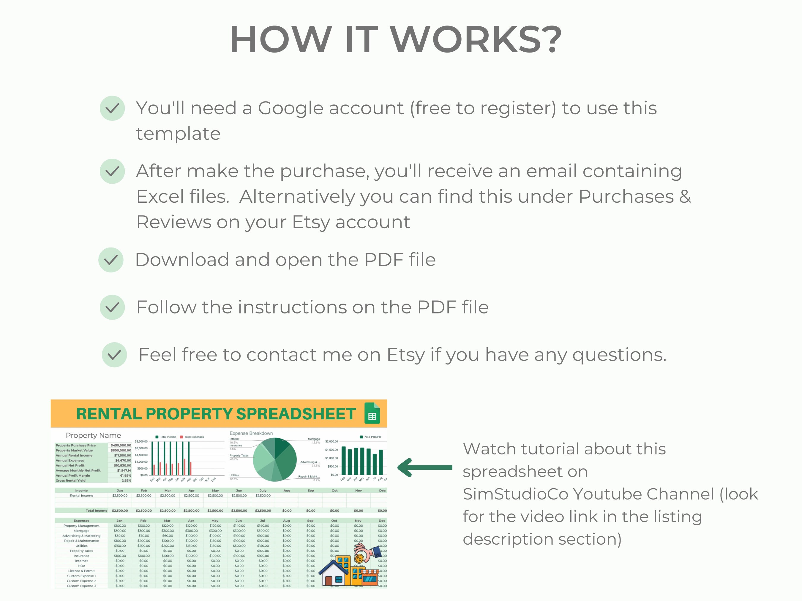 Rental Bookkeeping Spreadsheet Rental Income &amp; Expense Rental ...