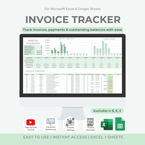 Invoice Tracker Spreadsheet | Excel & Google Sheets Template