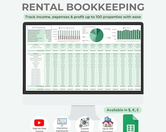 Rental Property Bookkeeping Spreadsheet | Multi-Property Google Sheets (Digital Download)