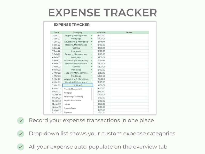 Rental Bookkeeping Spreadsheet Rental & Expense Rental