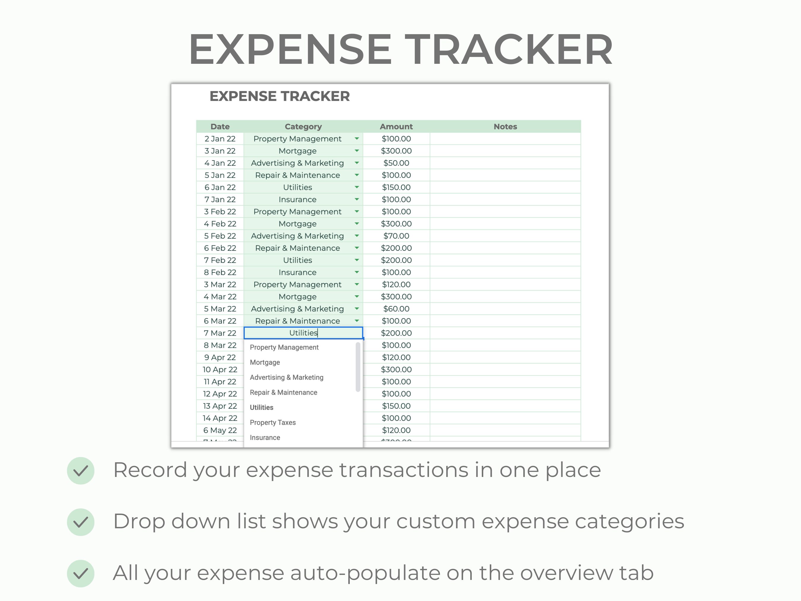 Rental Bookkeeping Spreadsheet Rental Income &amp; Expense Rental ...