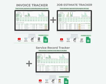 Small Business Tracker Bundle | Invoice, Job Estimate, Service Record (Google Sheets)