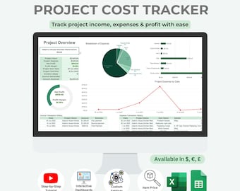 Project Cost Tracker | Project Management | Bookkeeping | Excel + Google Sheets