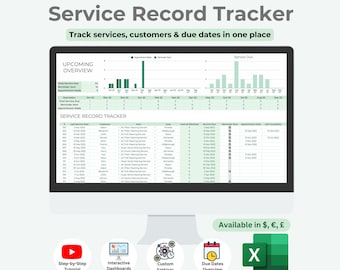 Service Record Tracker Excel Template | Client Management (Digital Download)