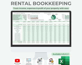 Rental Bookkeeping Excel Spreadsheet | Property Management Template
