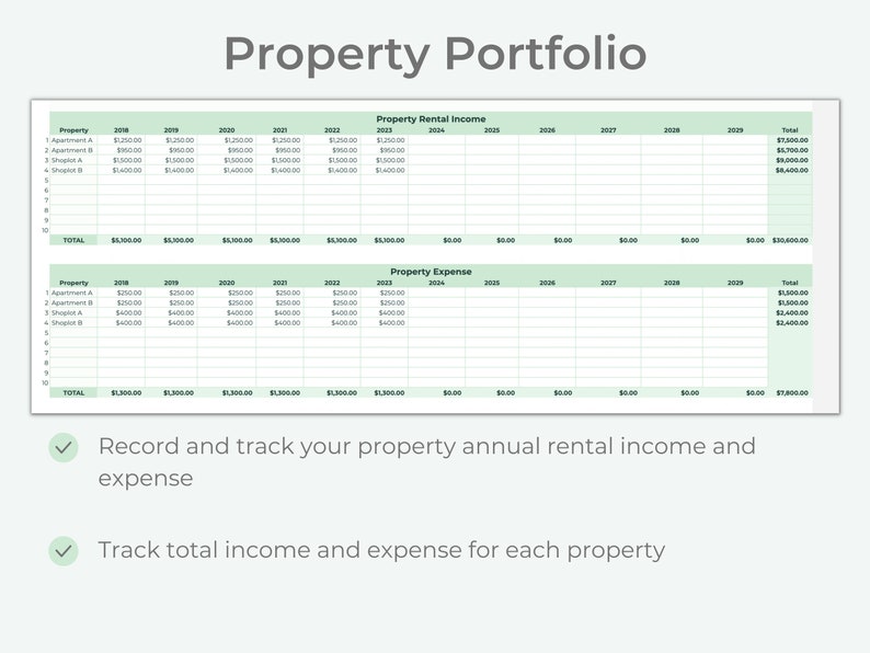 Rental Bookkeeping Excel Spreadsheet | Property Management Template - Etsy