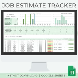 Job Estimate Tracker | Job Estimate Template | Job Estimate Manager | Google Sheets Spreadsheet