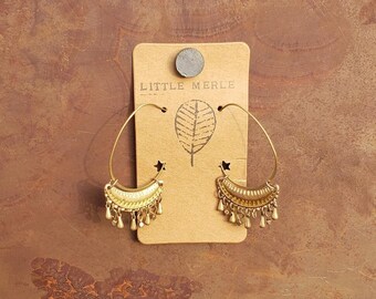 Hoop Earrings, Hoop Dangle Earrings, Golden Hoop Earrings, Recycled Earrings, Reimagined Earrings