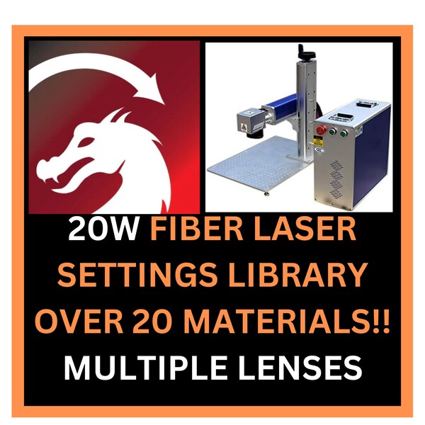 20W FIBER Laser Settings OVER 20 Materials For Lightburn Library Brass, Steel, Glock Polymer, Leather - With 12 Lenses