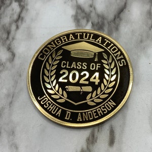 2024 Graduation Coin Brass Coin Grad Gift Custom Ceremonial Personalized Engraved Challenge Coin Gifts For Him Gifts For Her