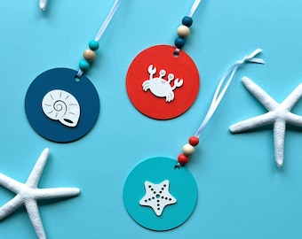 Summer Ornaments for Tree, Beach Home Decor, Coastal Decor, Summer Home Decor, Coastal Ornaments, Handmade Decor, Beach Ornaments
