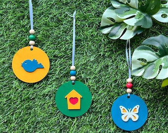 Spring Tree Ornament Set, Tiered Tray Decor, Colorful Seasonal Decor
