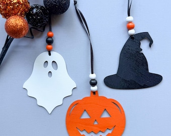 Halloween Ornaments Set, Ghost, Witch Hat, Pumpkin Decorations
