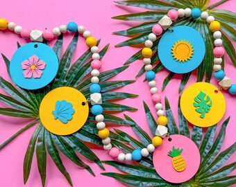 Summer Home Decor, Tropical Garland for Mantle, Tropical Wall Decor, Summer Party Banner, Indoor Patio Decor, Seasonal Tree Decor