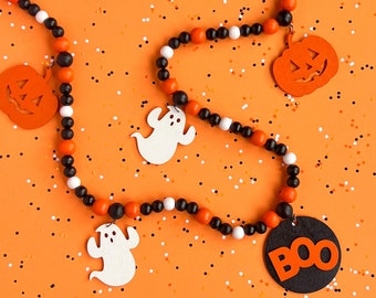Halloween Home Decor, Seasonal Tree Decor, Halloween Garland for Mantle, Handmade Party Decorations, Ghost Decor, Spooky Season Decorations