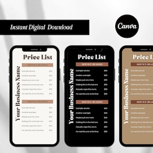 Small Business Price List | Editable Price List | Order Form Template | Minimalist Price List Template | Nail Makeup Hair Stylist