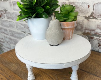 Bandeja de madera blanca envejecida, mini bandeja de madera, soporte rústico, decoración de mesa, regalo de inauguración de la casa, portavelas.