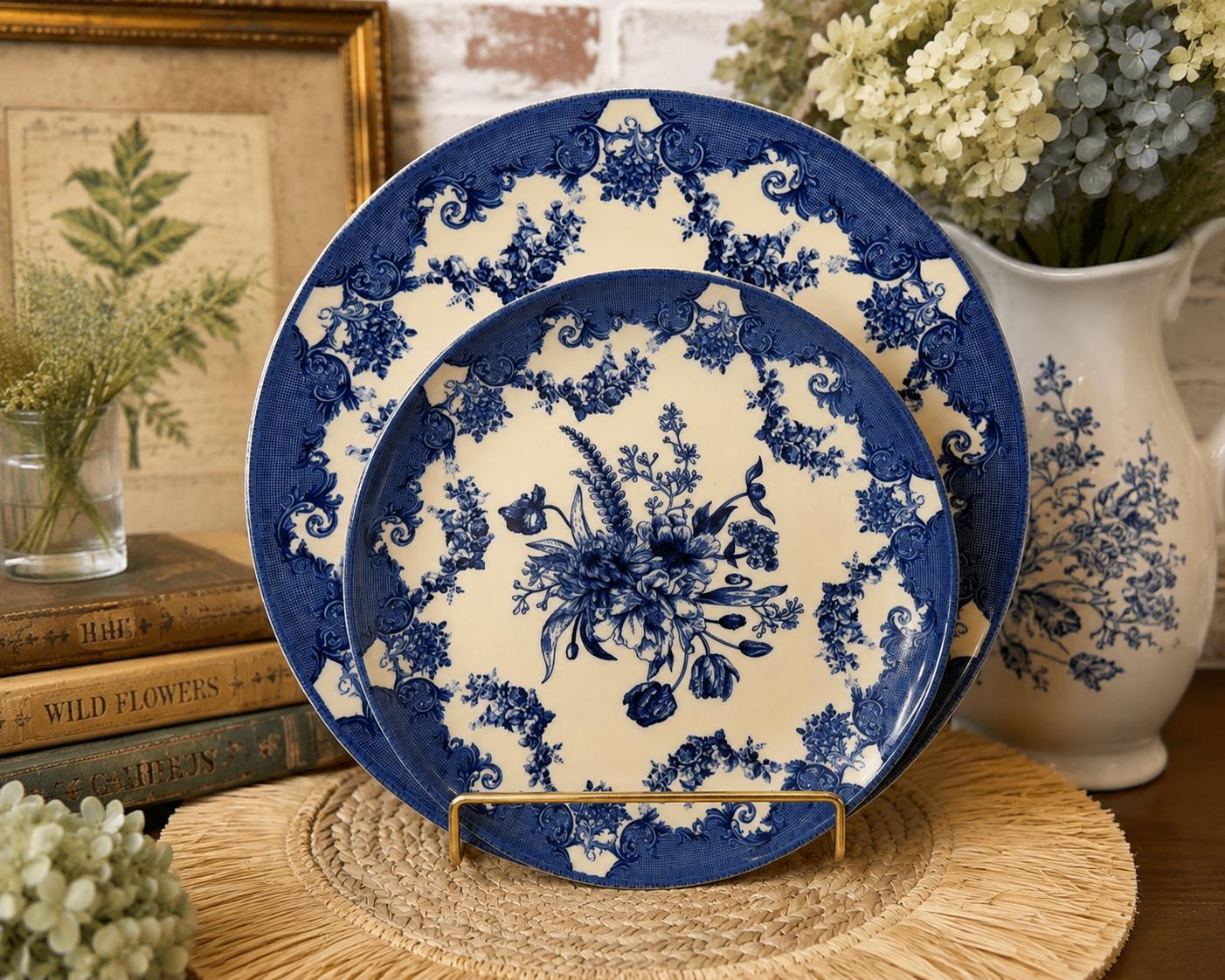 French Blue Vintage Plates - Etsy
