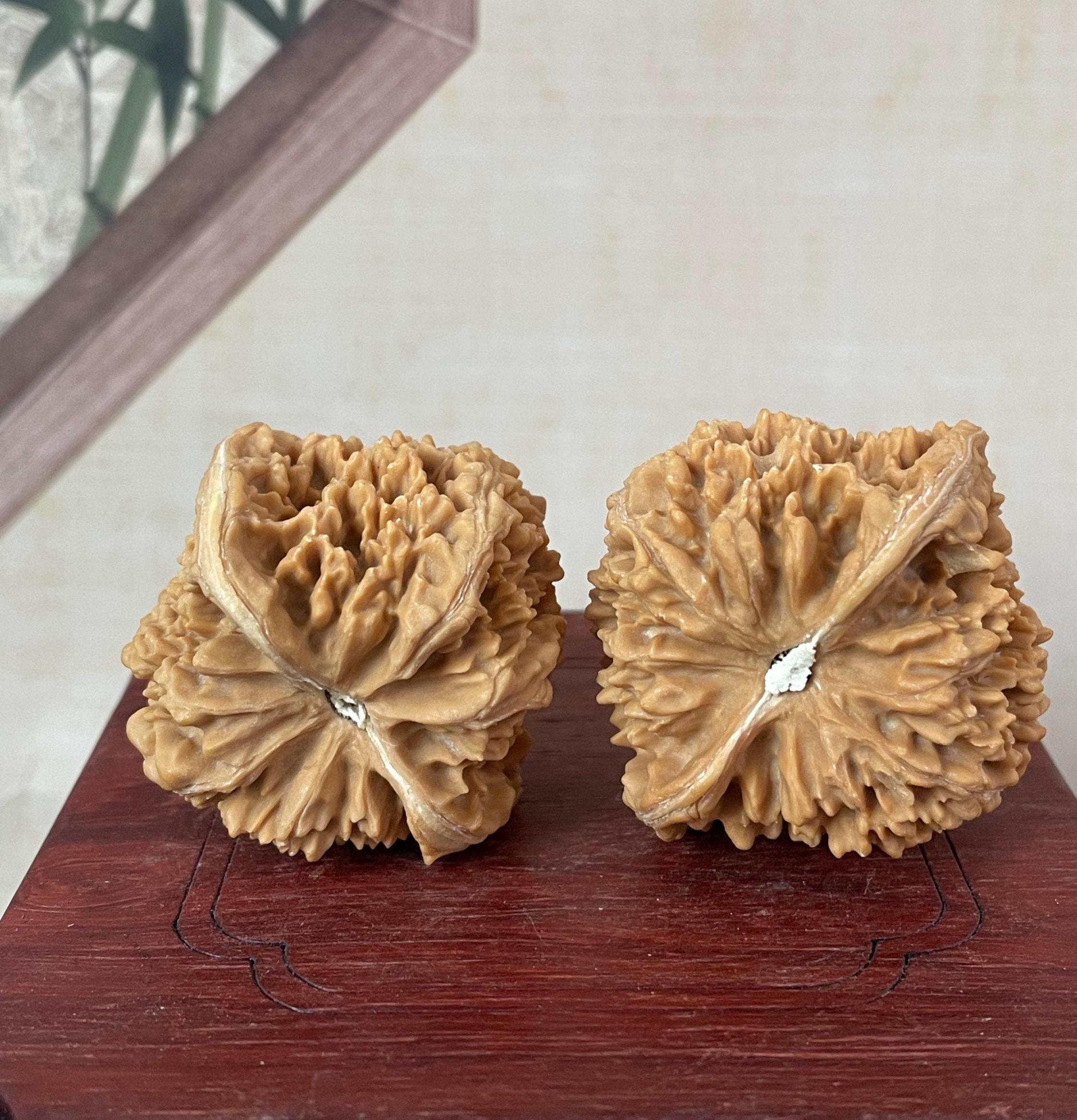 A Pair Handmade Natural Walnut Handles Relieve Baoding Balls Health ...