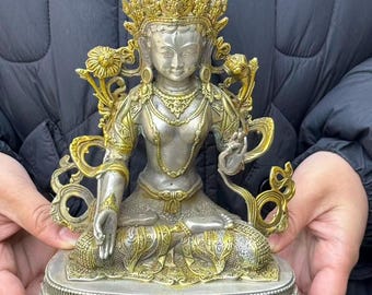 Tibet Retro Exquisite Kupfer Bodhisattva Buddha Statue Tempel Ornament Meditation Zen Buda Indoor Geschenk Feng Shui Amitabha Statue.