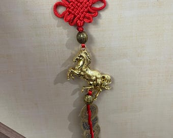 Exquisite Alloy copper Lucky Horse Hanging Charm Feng Shui Home Door Decor Gift.