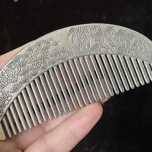 Vintage Copper Travel Comb, Floral Design Antique Unique Rare,VTG Comb Silver Plated Original Old Unique Design Lady Hair Comb handmade S082