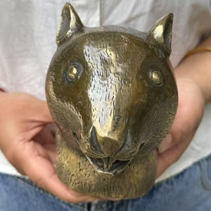 Fengshui 12 Zodiac Copper mouse head statue Old Chinese Bronze rat  Animal Sculpture Decor Ornaments for Wealth and Success Opening gifts