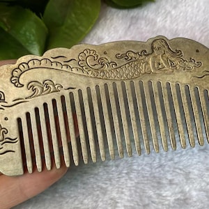 Vintage Copper Travel Comb, Floral Design Antique Unique Rare, VTG Comb  Silver Plated Original Old Unique Design Lady Hair Comb crafts