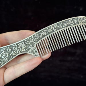 Vintage Sterling Copper Travel Comb, Floral Design Antique Unique Rare,VTG Comb  Silver Plated Original Old Unique Design Lady Hair Comb 869