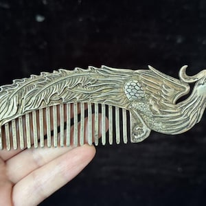 Vintage Sterling Copper Travel Comb, Floral Design Antique Unique Rare,Peacock Comb  Silver Plated Original Old Unique Design Lady Hair Comb