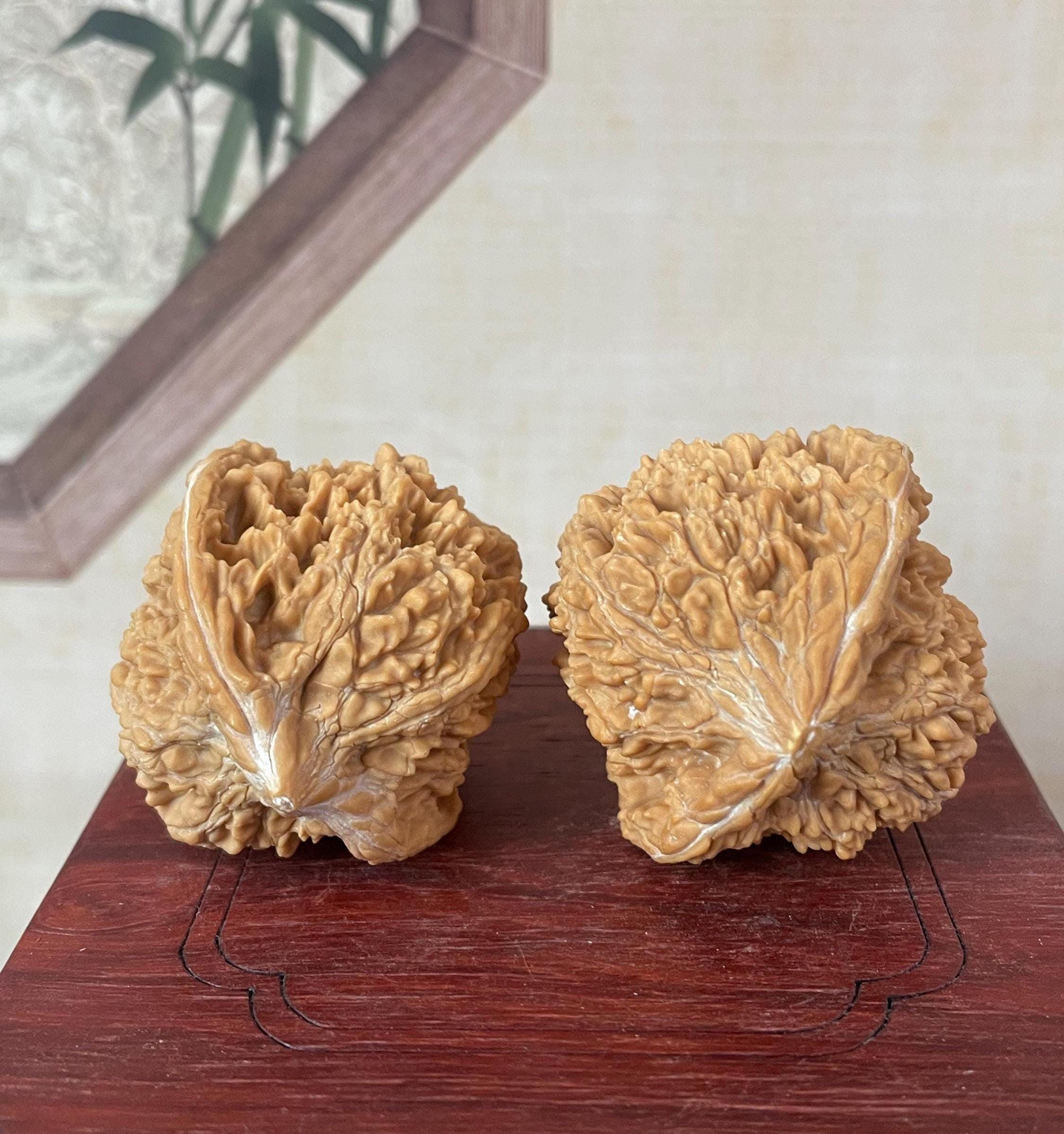 A Pair Handmade Natural Walnut Handles Relieve Baoding Balls Health ...