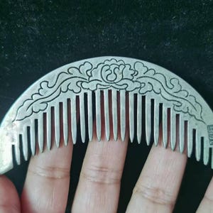 Exquisite Vintage exquisite Copper Comb,Floral Design Antique Unique Rare,Comb Silver Plated Original Old Unique Design Lady Hair Comb gift.