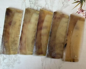 1 Stücke Natur Boutique Rinder / Yak Horn Kamm Haarbürste, Griff Horn Massage Kamm, Ochsen Hörner 100% echtes Horn Tasche Bartkamm Anti Statischer Kamm