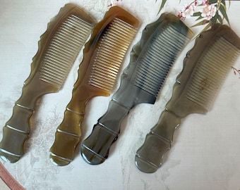 水牛の角の櫛2本、水牛の角の櫛、男性用櫛、女性用櫛、巻き毛用櫛