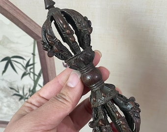 1 Pcs Retro copper Phurba Vajra Phurba amulet,Tibetan Buddhist Religious Supplies,Feng shui Dharma Nepal Ritual meditation gift.